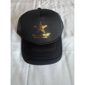 NEW Rockstar Energy Drink Hat Black Gold Foil Print Trucker Snapback Mesh Cap